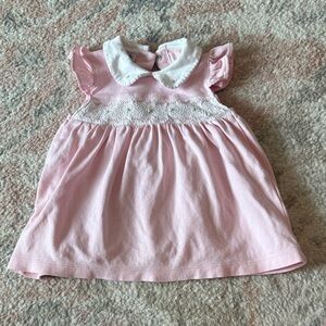 Magnolia Baby Light Pink Smocked Dress with White Peter Pan Collar size 9m